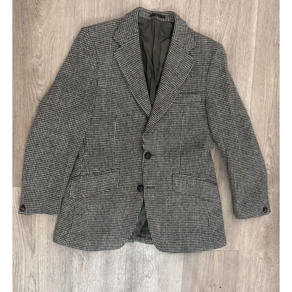 Men’s ~38R Harris Tweed Dunn & Co Vintage Blazer Sports Jacket Houndstooth